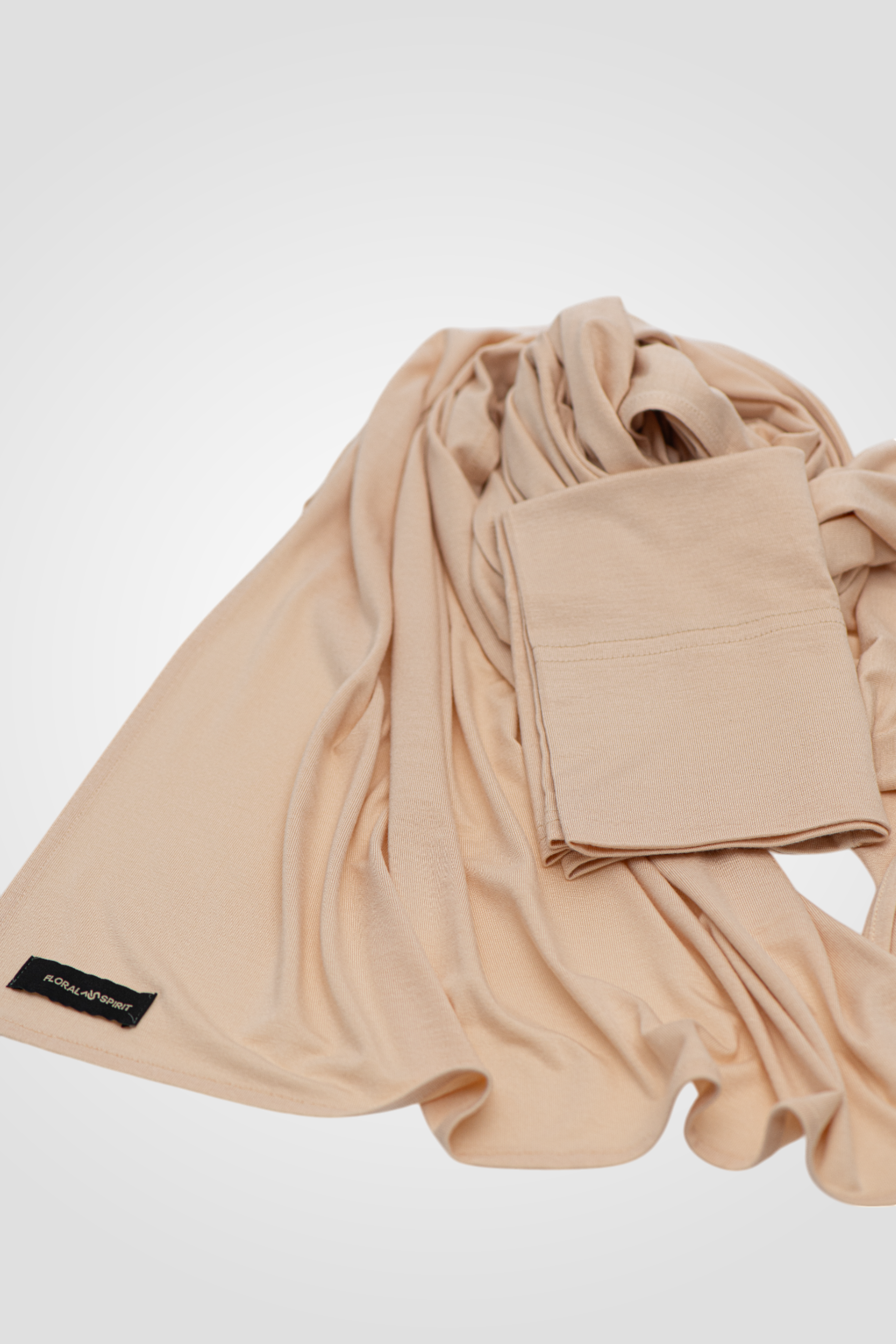 Matching Premium Jersey Hijab Set - ALMOND WHITE