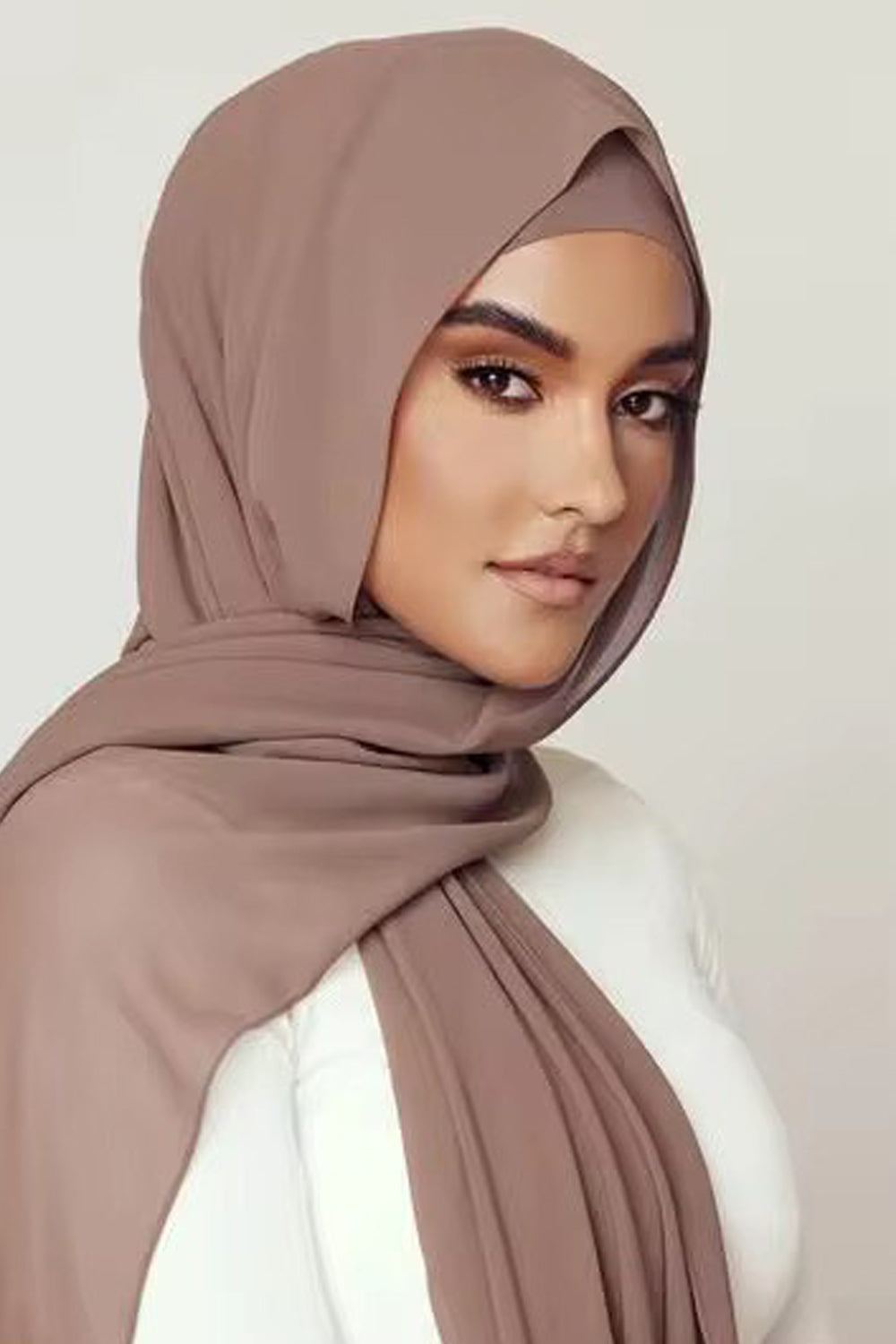 Matching Chiffon Hijab Set - ROSY BROWN